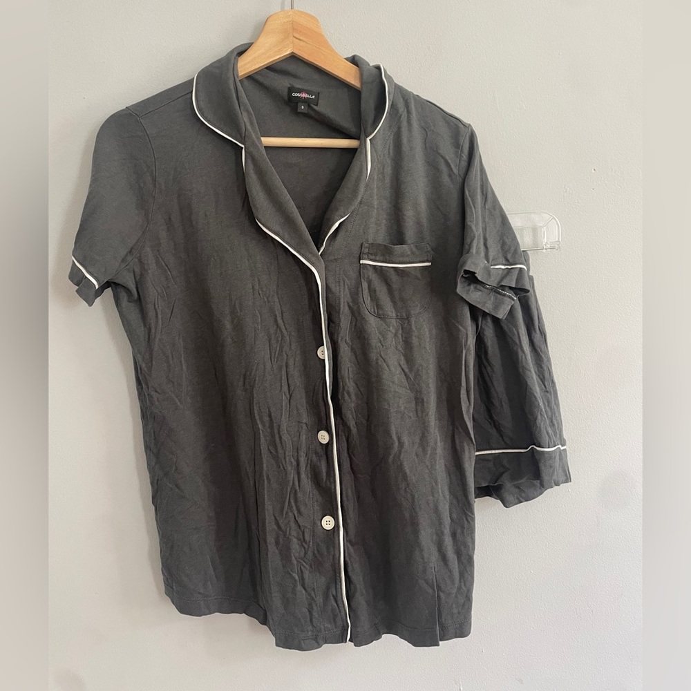 Cosabella Pajamas Bella Printed Short Sleeve Top & Boxers Set Dark Gray